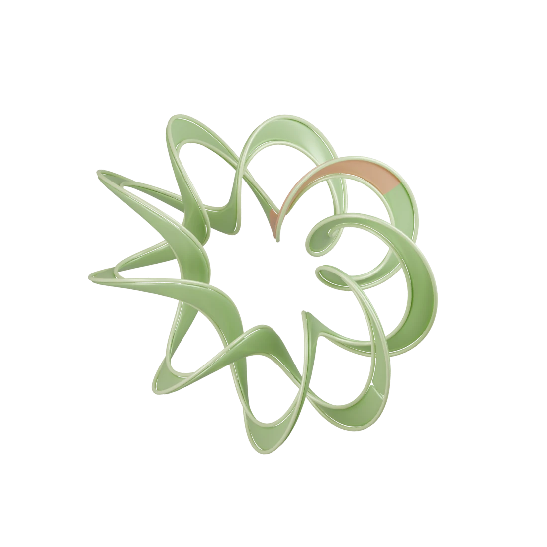 The same conceptual ribbon with an edited segment marked in coral